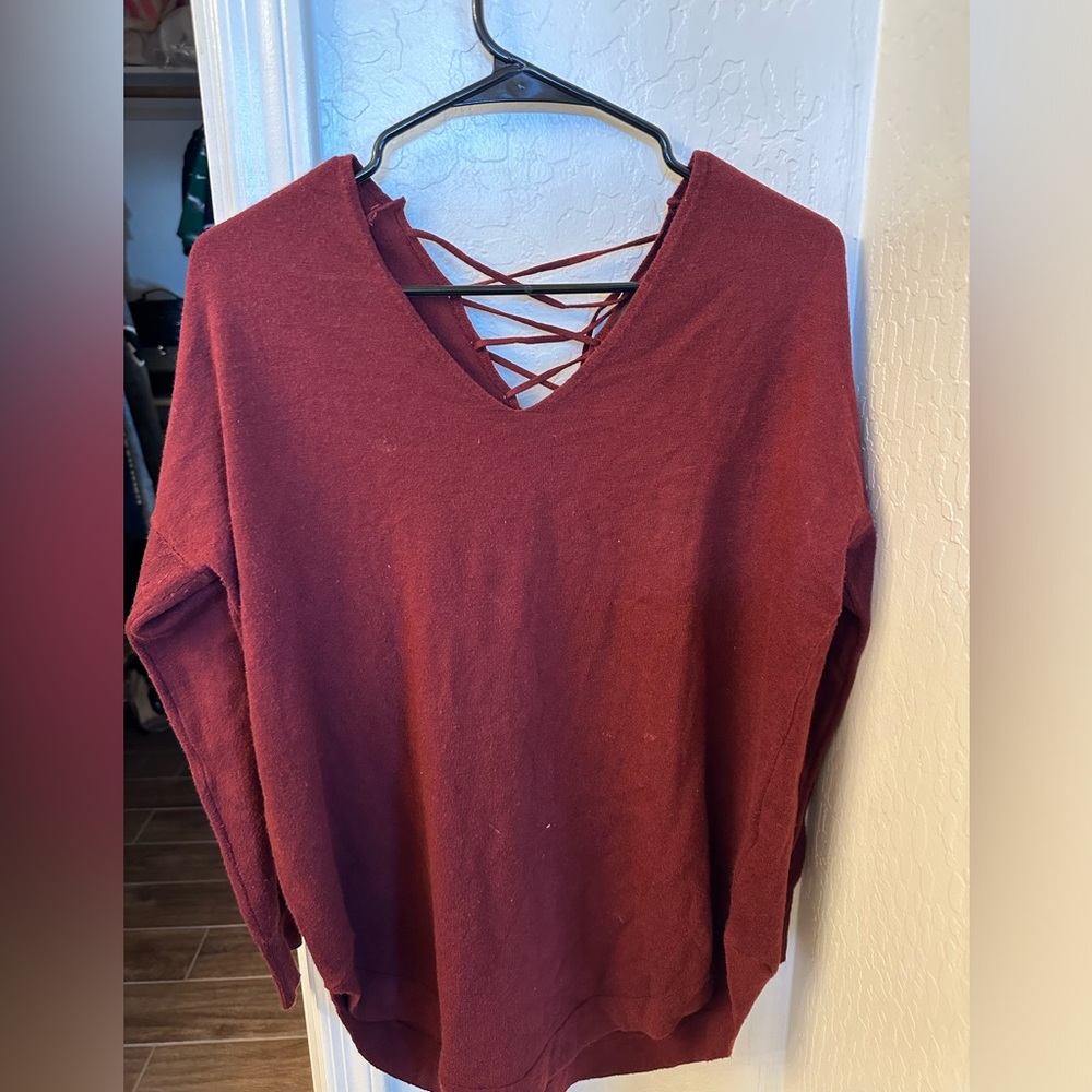 Lace back sweater